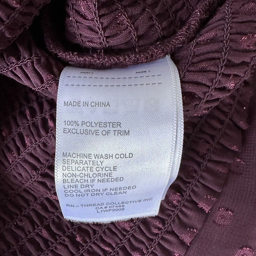 LAUNDRY by Shelli Segal Wine Tasting Square Neck Smocked Blouse Swiss Dot XS NWT - Picture 11 of 12